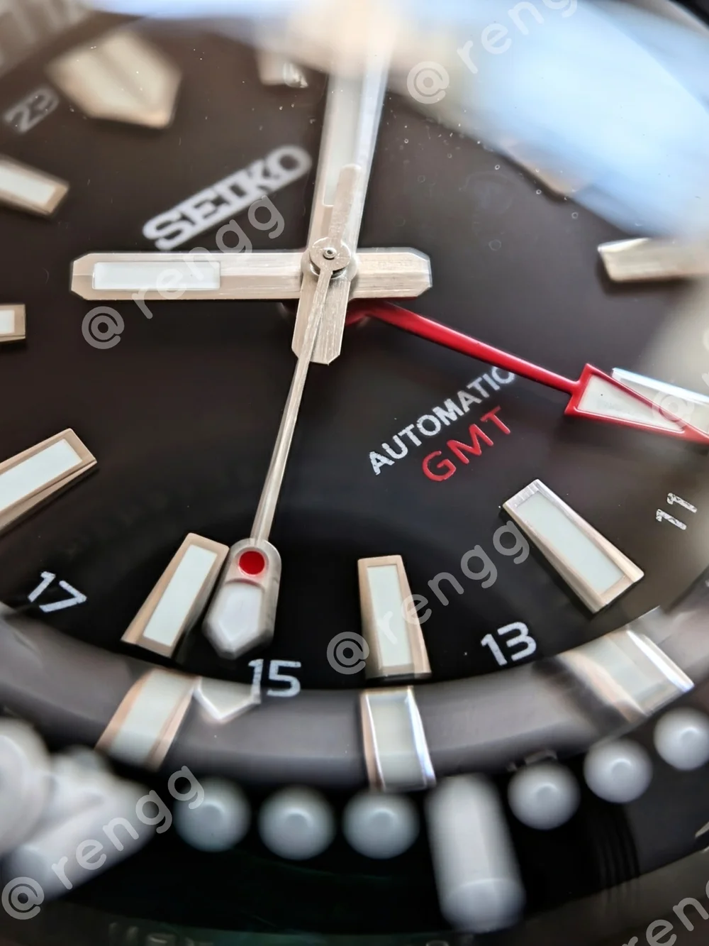Seiko Men's Automatic 62mas GMT Stainless Steel Mod Watch Black Sapphire 24jewel
